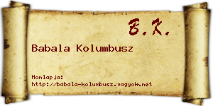 Babala Kolumbusz névjegykártya